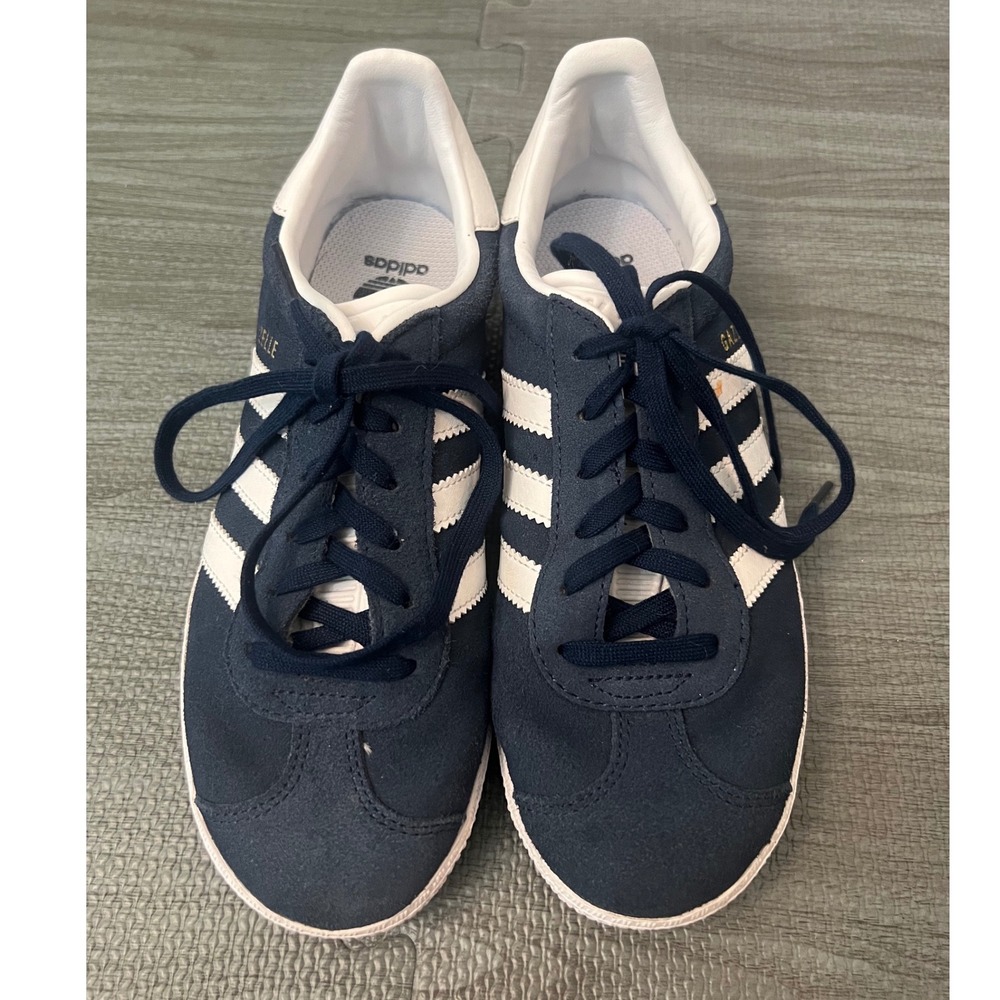Adidas Gazelle J Kids Navy White Suede Sneakers Size 3.5Y - Picture 3 of 6